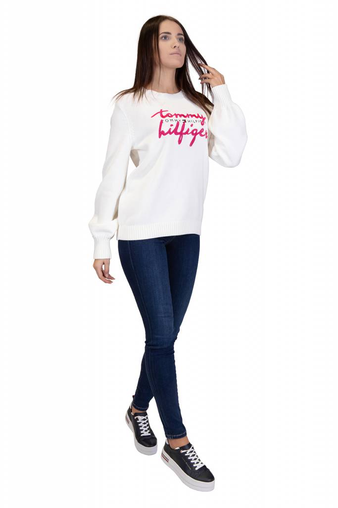 Detal stylizacja tommy hilfiger sweter damski jacee graphic WW0WW27016