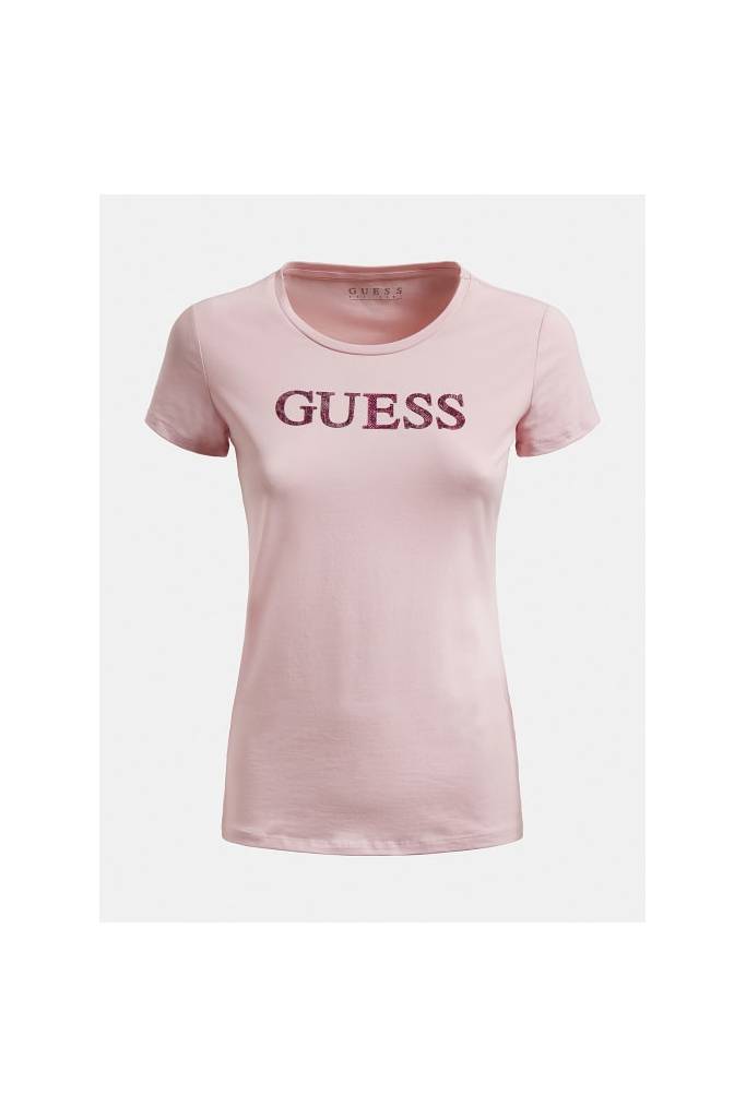Guess t-shirt damski miriana z brokatowym nadrukiem W1RI9G J1300 Guess t-shirt damski miriana z brokatowym nadrukiem W1RI9G J1300