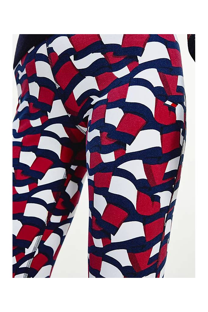 Detal 3 tommy hilfiger damskie sportowe legginsy wzorzyste S10S101156