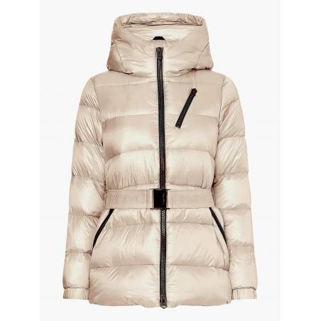 Calvin klein kurtka damska puchowa z kapturem i paskiem K20K203054