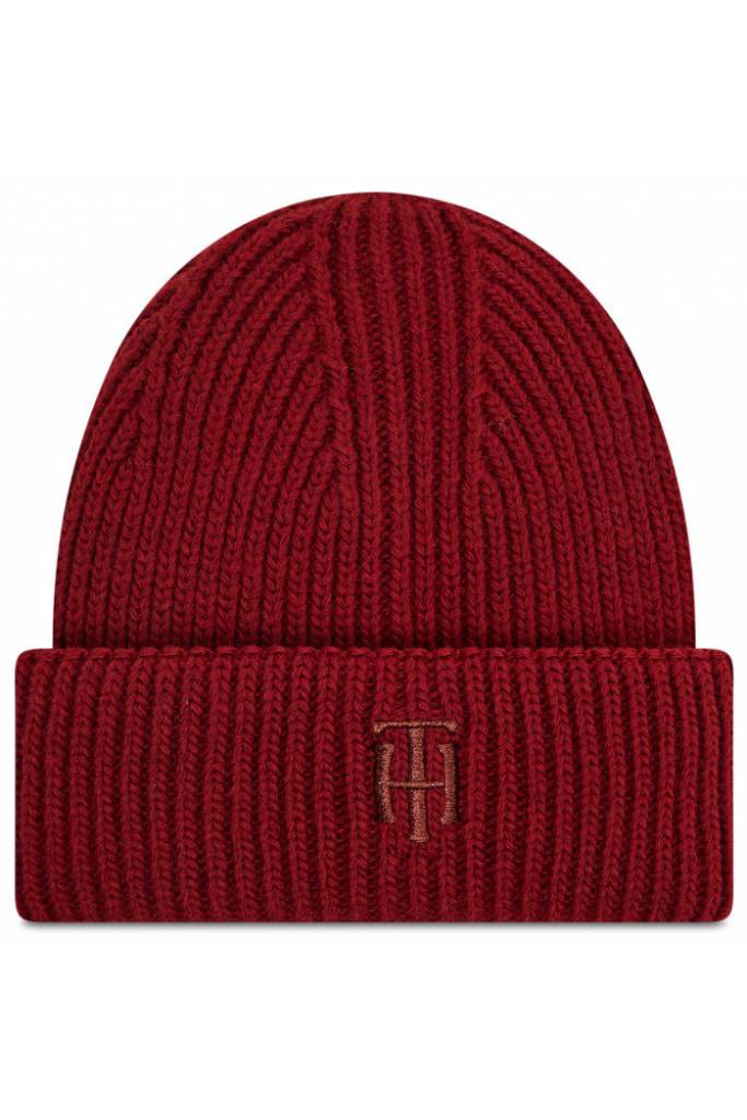 Przód tommy hilfiger czapka damska z domieszką wełny AW0AW10616 Przód tommy hilfiger czapka damska z domieszką wełny AW0AW10616