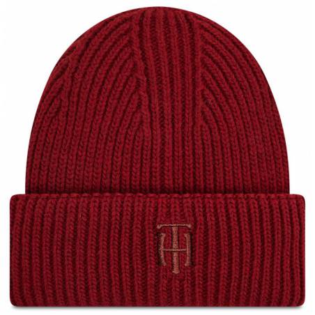 Przód tommy hilfiger czapka damska z domieszką wełny AW0AW10616