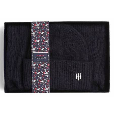 Tommy hilfiger zestaw damski czapka + szalik z dodatkiem alpaki AW0AW10855