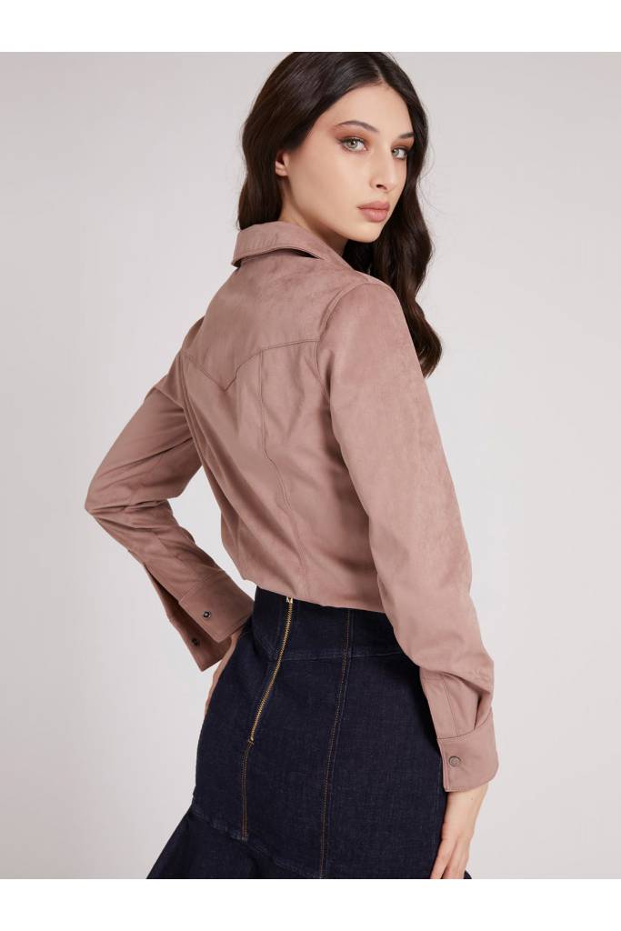 Tył guess damska koszula daisy z syntetycznego zamszu W1BH13 WE5D0 Tył guess damska koszula daisy z syntetycznego zamszu W1BH13 WE5D0