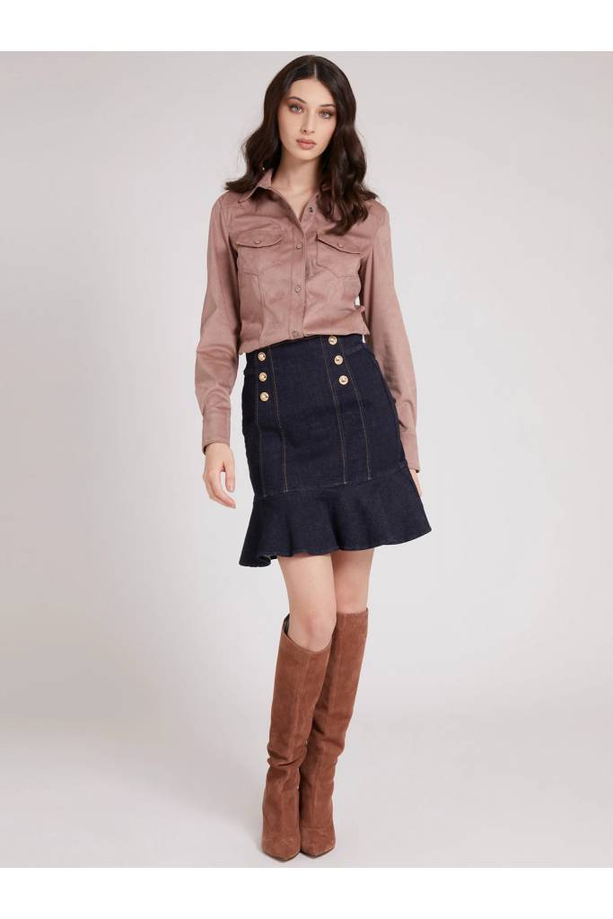 Detal stylizacja guess damska koszula daisy z syntetycznego zamszu W1BH13 WE5D0 Detal stylizacja guess damska koszula daisy z syntetycznego zamszu W1BH13 WE5D0
