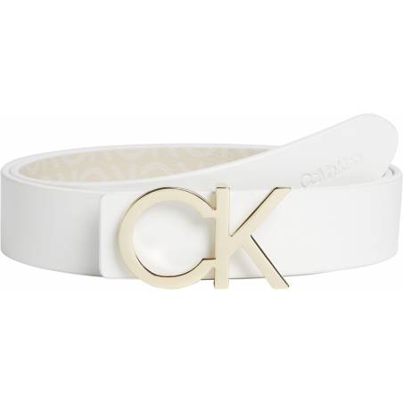 Przód skórzany pasek damski dwustronny monogram re lock calvin klein K60K609564