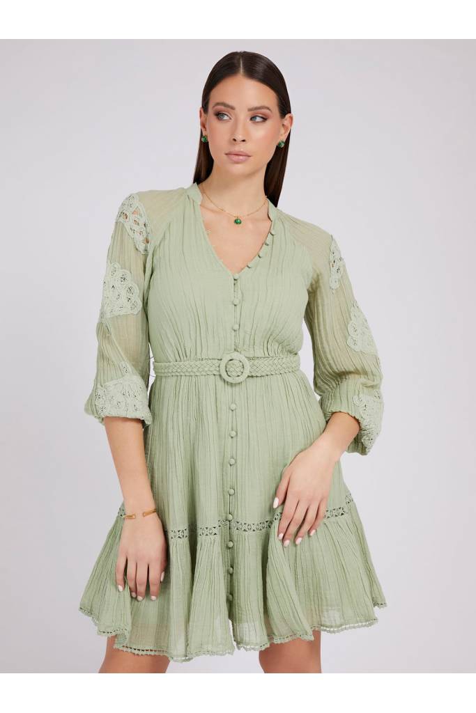 Przód haftowana sukienka damska arita guess W2GK22 WE340