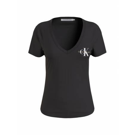 Detal 2 t-shirt damski bawełniany w serek z nadrukiem calvin klein jeans J20J219138
