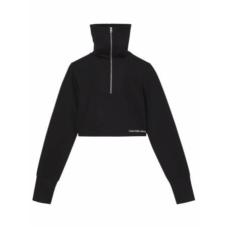 Detal stylizacja krótka bluzka damska z rozpinanym golfem milano calvin klein jeans J20J219903