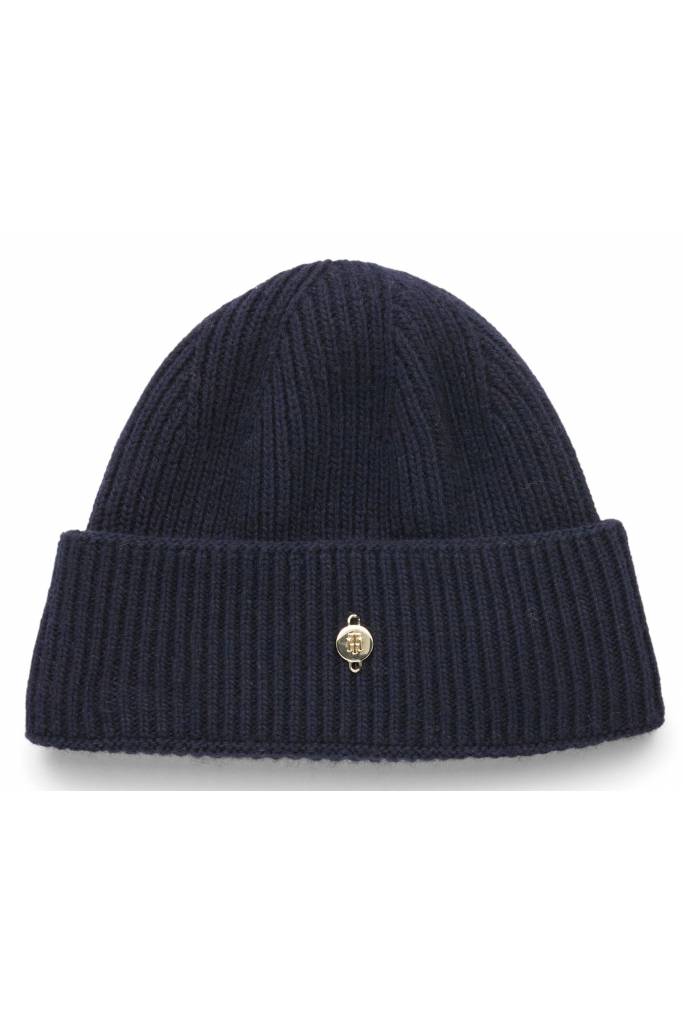 Tył damska czapka z domieszką kaszmiru elevated beanie tommy hilfiger AW0AW13820