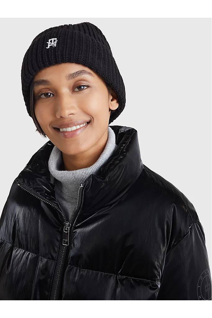 Przód damska czapka z dodatkiem wełny monogram beanie tommy hilfiger AW0AW14286 Przód damska czapka z dodatkiem wełny monogram beanie tommy hilfiger AW0AW14286