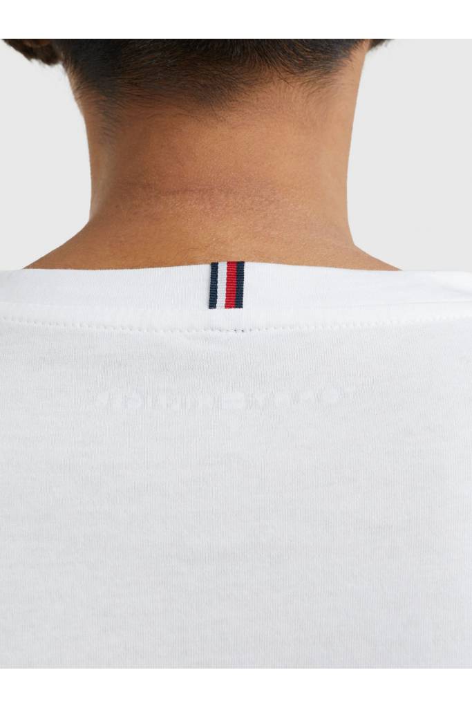 Detal stylizacja damski t-shirt bawełniany heritage mini logo tommy hilfiger WW0WW22043