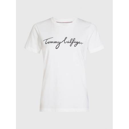 Damski t-shirt bawełniany z napisem heritage tommy hilfiger WW0WW24967