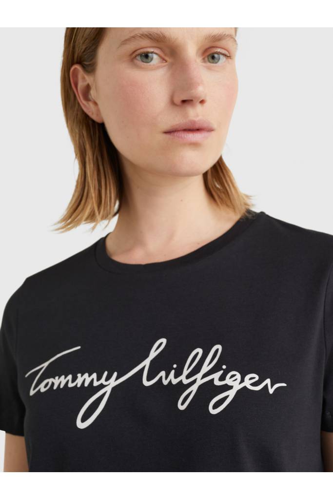 Detal 3 damski t-shirt bawełniany z napisem heritage tommy hilfiger WW0WW24967 Detal 3 damski t-shirt bawełniany z napisem heritage tommy hilfiger WW0WW24967