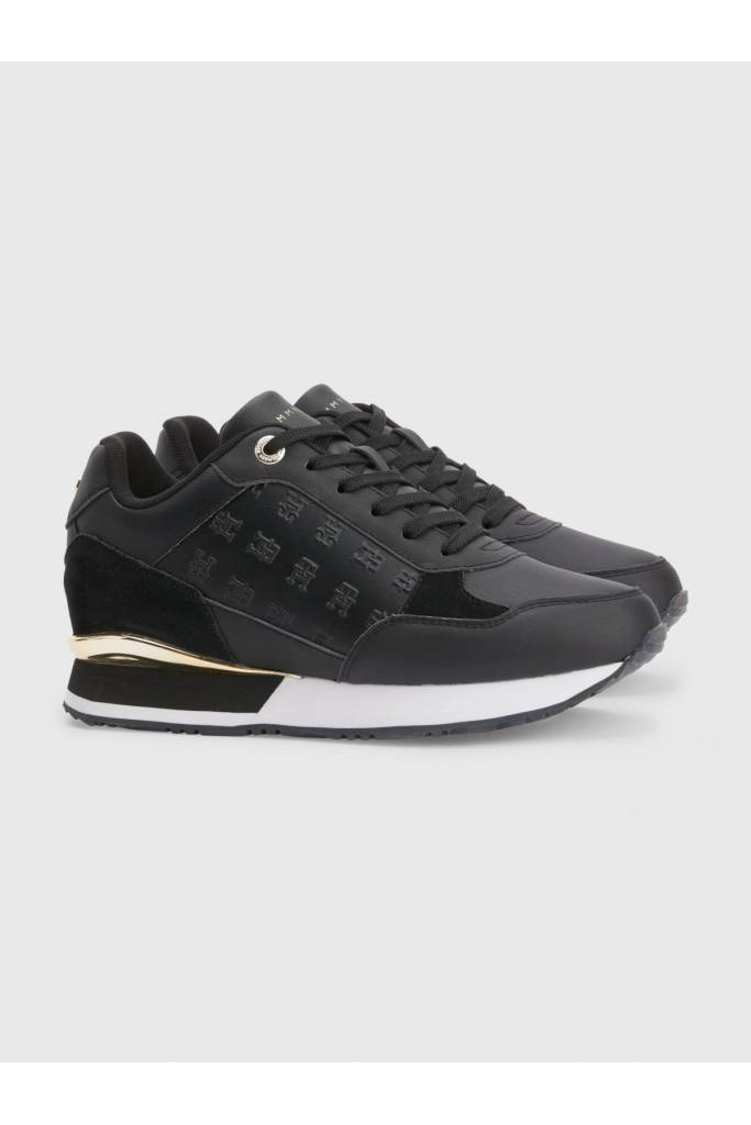 Przód damskie skórzane sneakersy metallic monogram tommy hilfiger FW0FW06784 Przód damskie skórzane sneakersy metallic monogram tommy hilfiger FW0FW06784