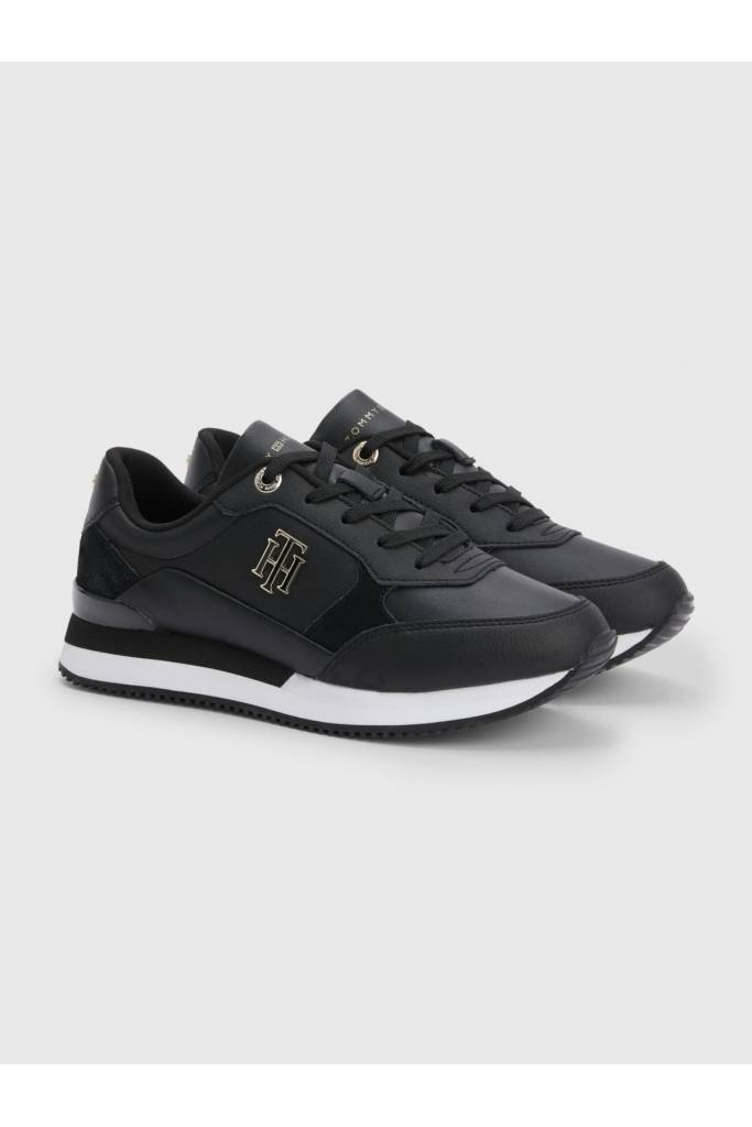 Przód damskie skórzane sneakersy emboss metallic tommy hilfiger FW0FW06736