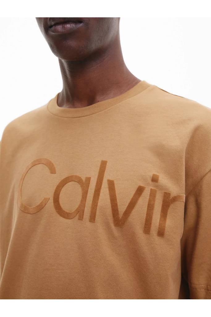 Detal stylizacja męski t-shirt flock logo comfort calvin klein K10K110609 Detal stylizacja męski t-shirt flock logo comfort calvin klein K10K110609