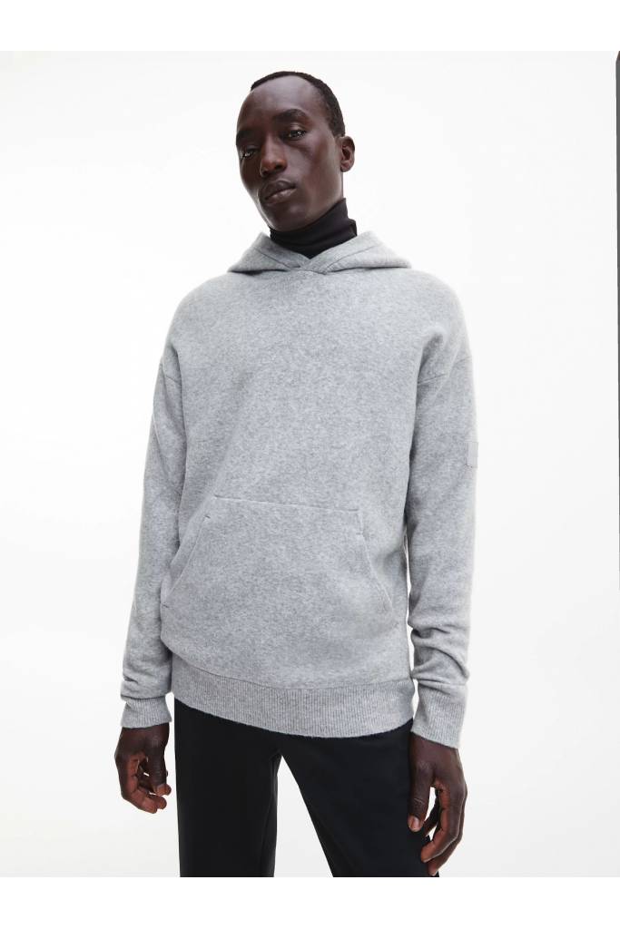 Przód swobodny męski sweter z kapturem z dodatkiem wełny calvin klein K10K110402 Przód swobodny męski sweter z kapturem z dodatkiem wełny calvin klein K10K110402