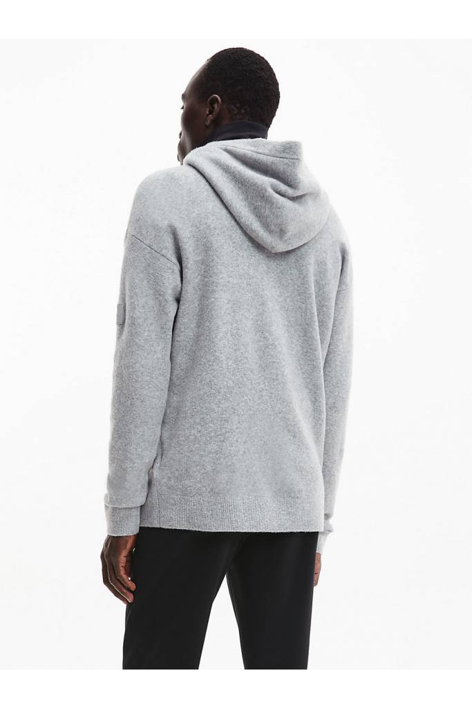Tył swobodny męski sweter z kapturem z dodatkiem wełny calvin klein K10K110402 Tył swobodny męski sweter z kapturem z dodatkiem wełny calvin klein K10K110402