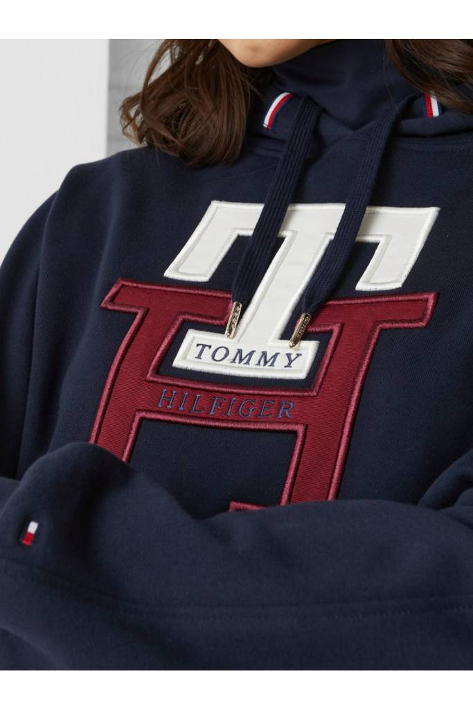 Detal stylizacja damska bluza z kapturem monogram tommy hilfiger WW0WW37441 Detal stylizacja damska bluza z kapturem monogram tommy hilfiger WW0WW37441