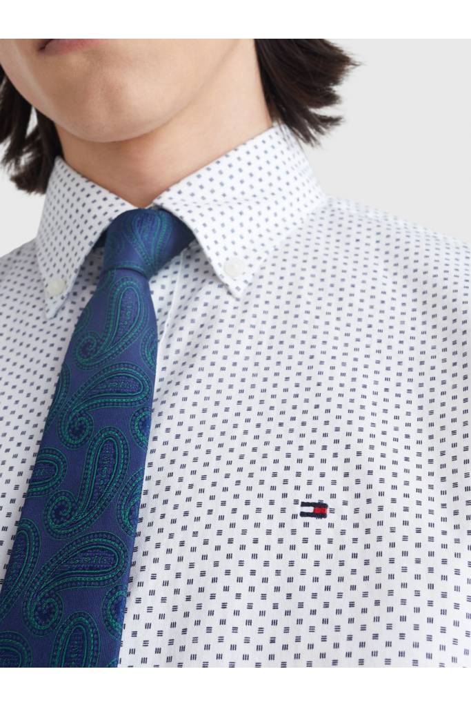 Detal stylizacja męska koszula geometryczny wzór oxford tommy hilfiger MW0MW28317 Detal stylizacja męska koszula geometryczny wzór oxford tommy hilfiger MW0MW28317