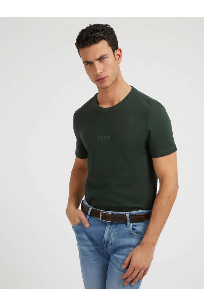 Przód męski t-shirt bawełniany z aplikacją aidy guess M2YI72 I3Z11 Przód męski t-shirt bawełniany z aplikacją aidy guess M2YI72 I3Z11
