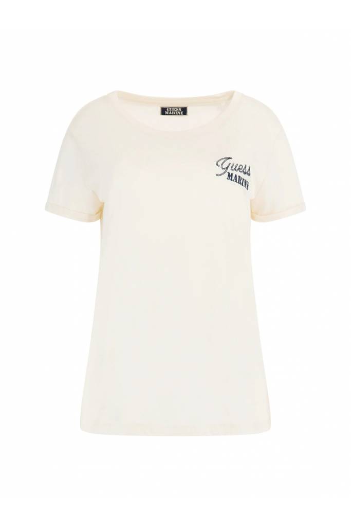 Detal 2 damski t-shirt z napisem marine guess W3GI37 K46D1 Detal 2 damski t-shirt z napisem marine guess W3GI37 K46D1