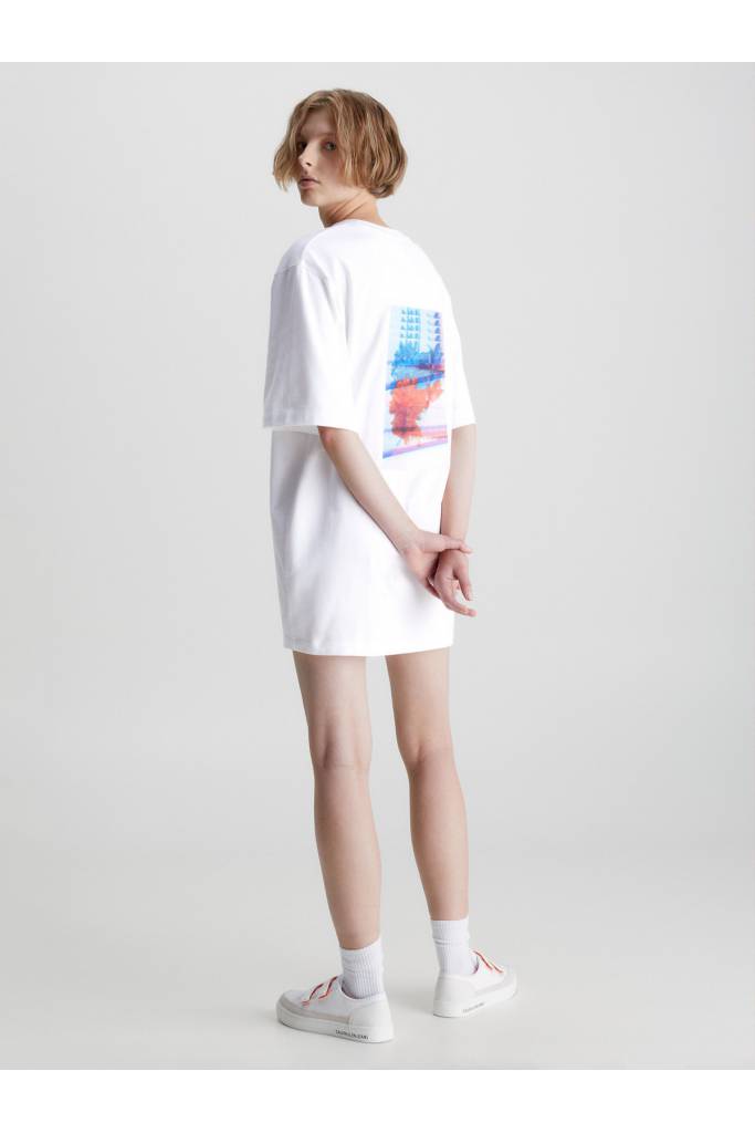 Damska Sukienka Typu T-Shirt Calvin Klein Jeans Kolor Biały Rozmiar XXS -  Mont Brand