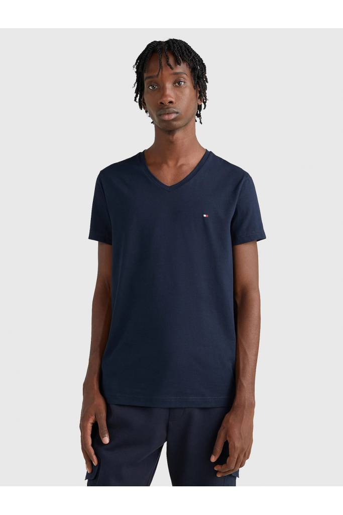 Detal 8 męski t-shirt w serek core stretch tommy hilfiger MW0MW27540 Detal 8 męski t-shirt w serek core stretch tommy hilfiger MW0MW27540