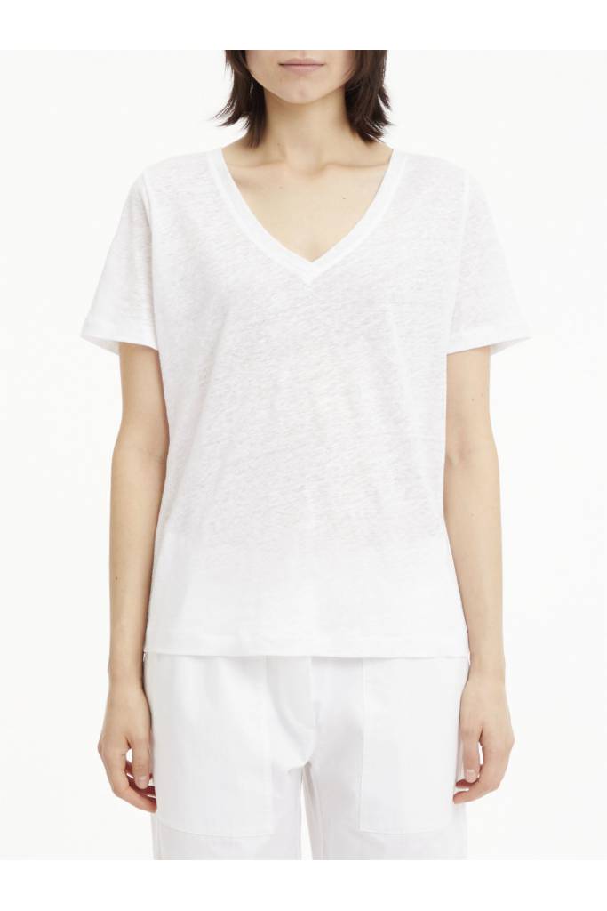Przód damski t-shirt lniany calvin klein K20K205551