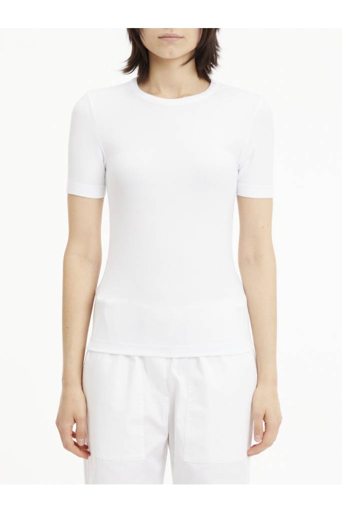 Przód damski t-shirt prążkowany calvin klein K20K205547