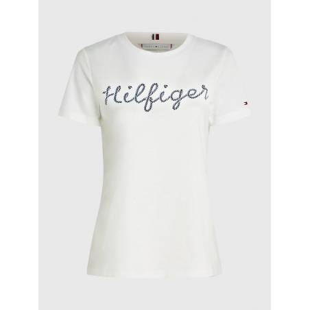 Damski t-shirt bawełniany rope puff print tommy hilfiger WW0WW37888