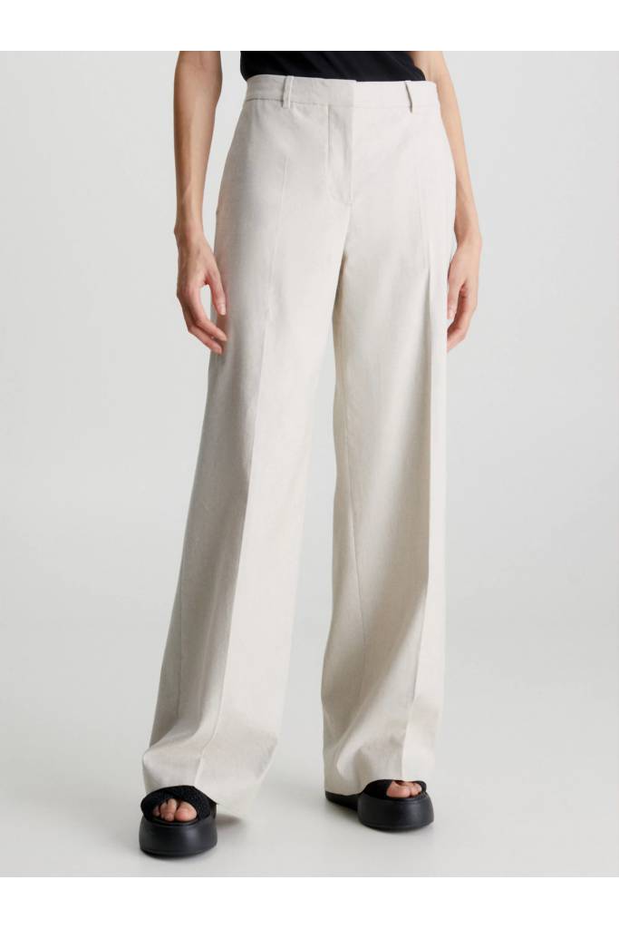 Przód damskie spodnie materiałowe linen tailored calvin klein K20K205226