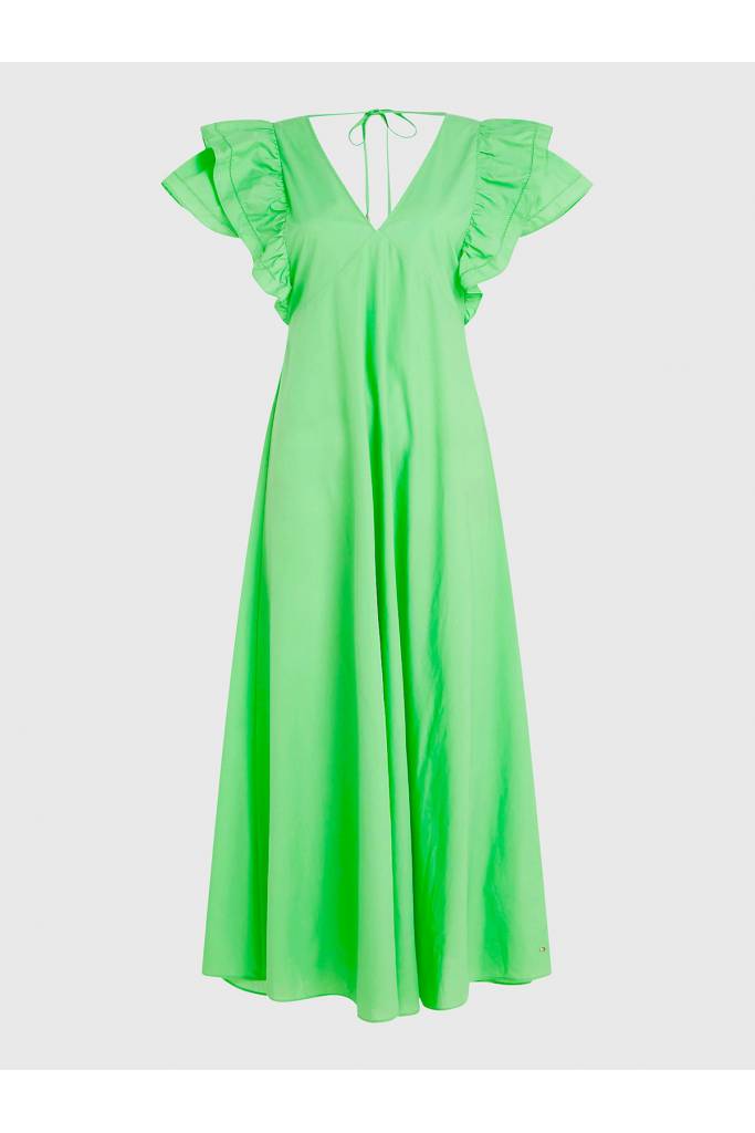 Damska satynowa sukienka z falbanami frill tommy hilfiger WW0WW38738