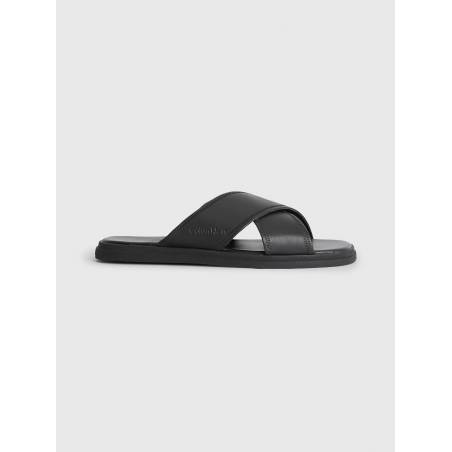 Męskie skórzane klapki criss cross calvin klein HM0HM00950