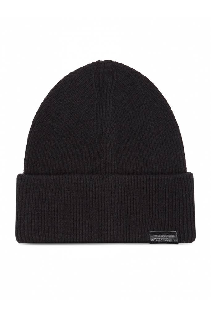 Tył męska wełniana czapka leather patch docker beanie calvin klein K50K510978