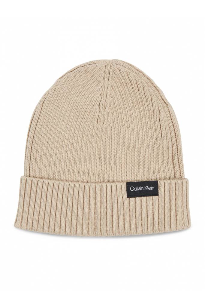 Męska czapka classic cotton rib beanie z dodatkiem kaszmiru calvin klein K50K510982