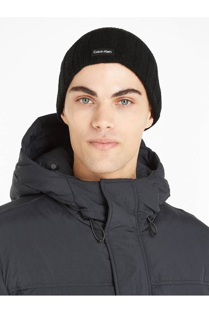 Detal 3 męska czapka zimowa elevated rib beanie calvin klein K50K510985