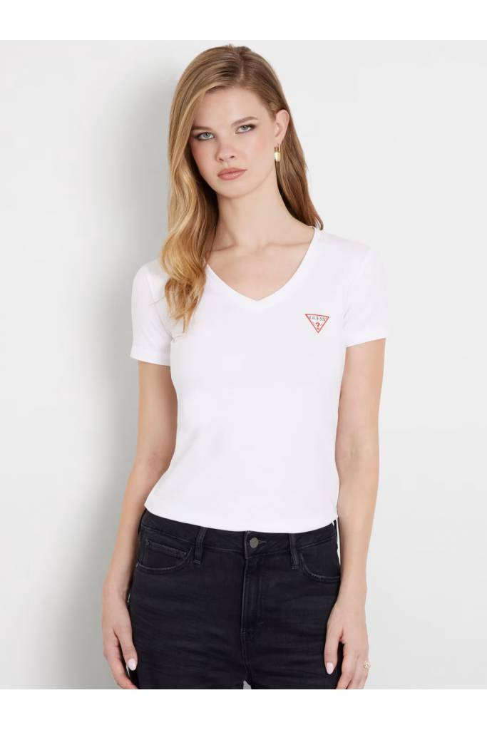 Przód damski t-shirt w serek mini triangle guess W2YI45 J1314