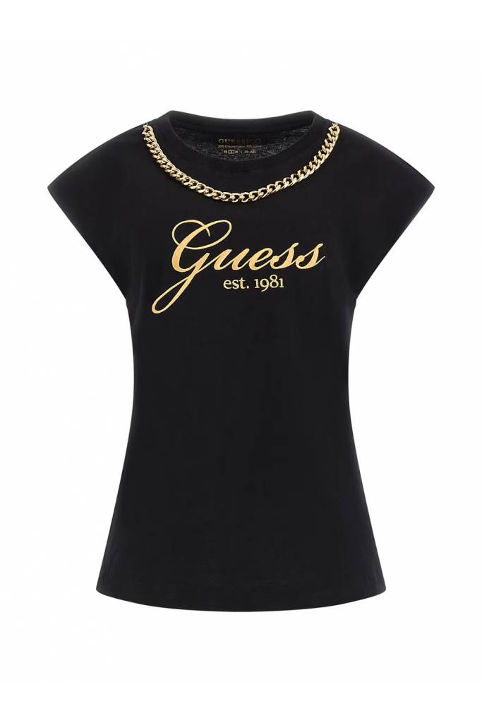 Damski t-shirt z łańsuszkiem crystal guess W4YI16 I3Z14