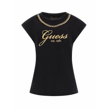 Damski t-shirt z łańsuszkiem crystal guess W4YI16 I3Z14