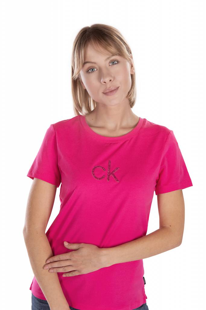 Tył calvin klein t-shirt damski lurex K20K202363