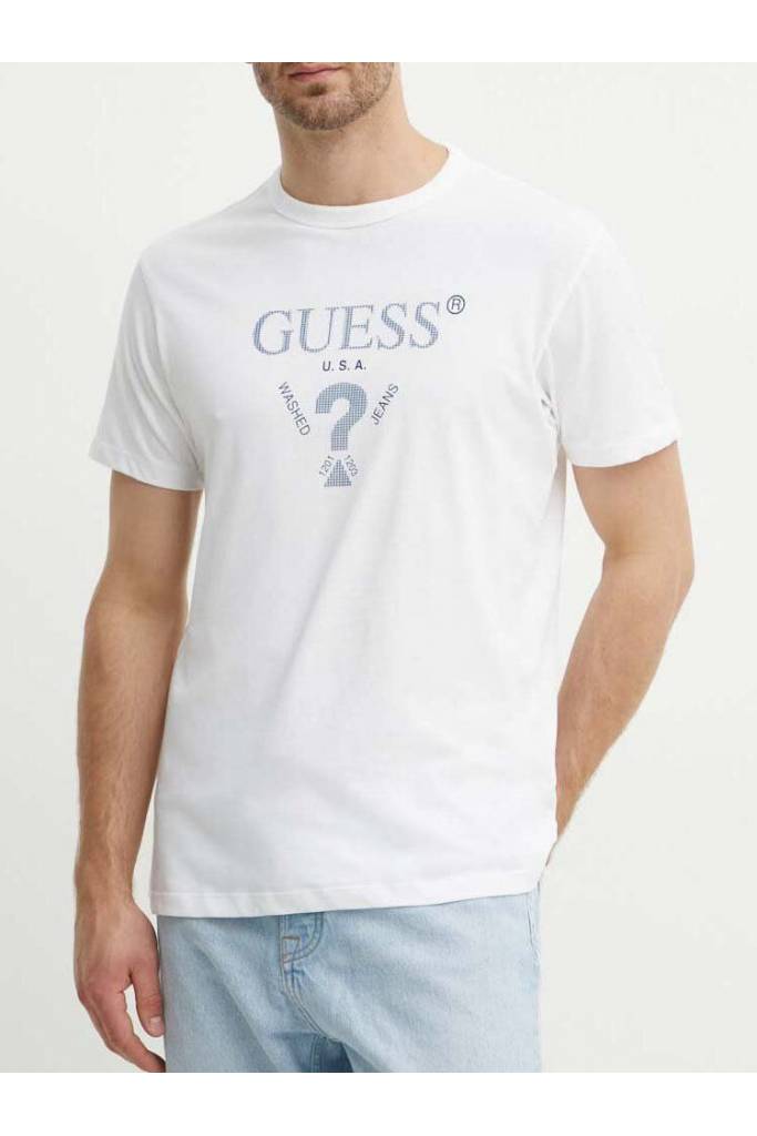 Przód męski t-shirt z aplikacją treated triangle guess M4YI05 I3Z14