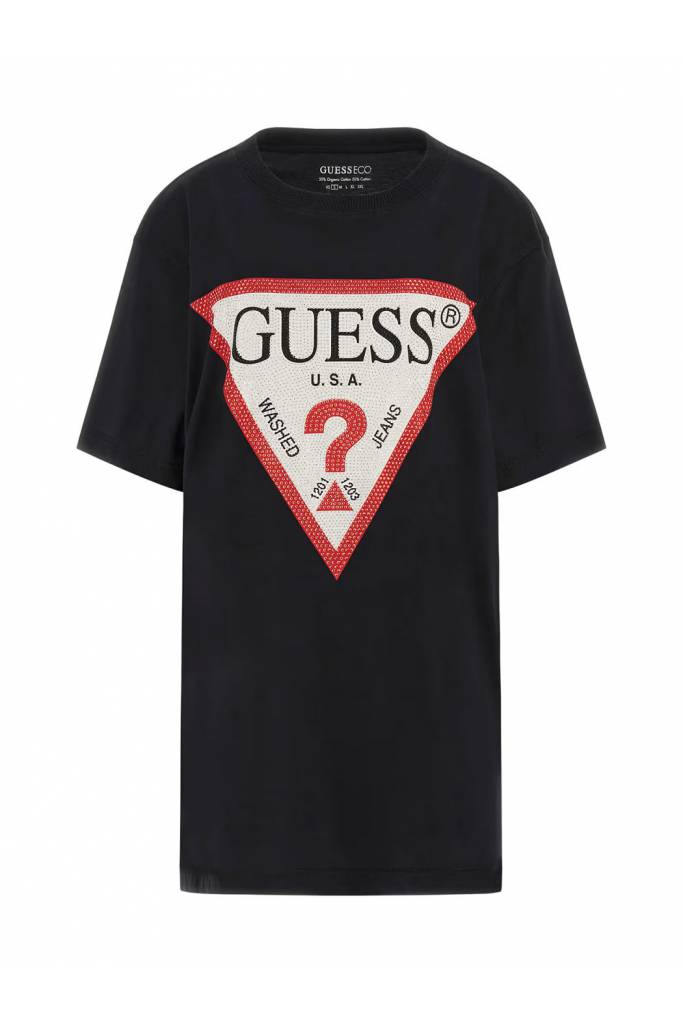 Damski t-shirt shiny triangle oversize guess W4YI34 I3Z14