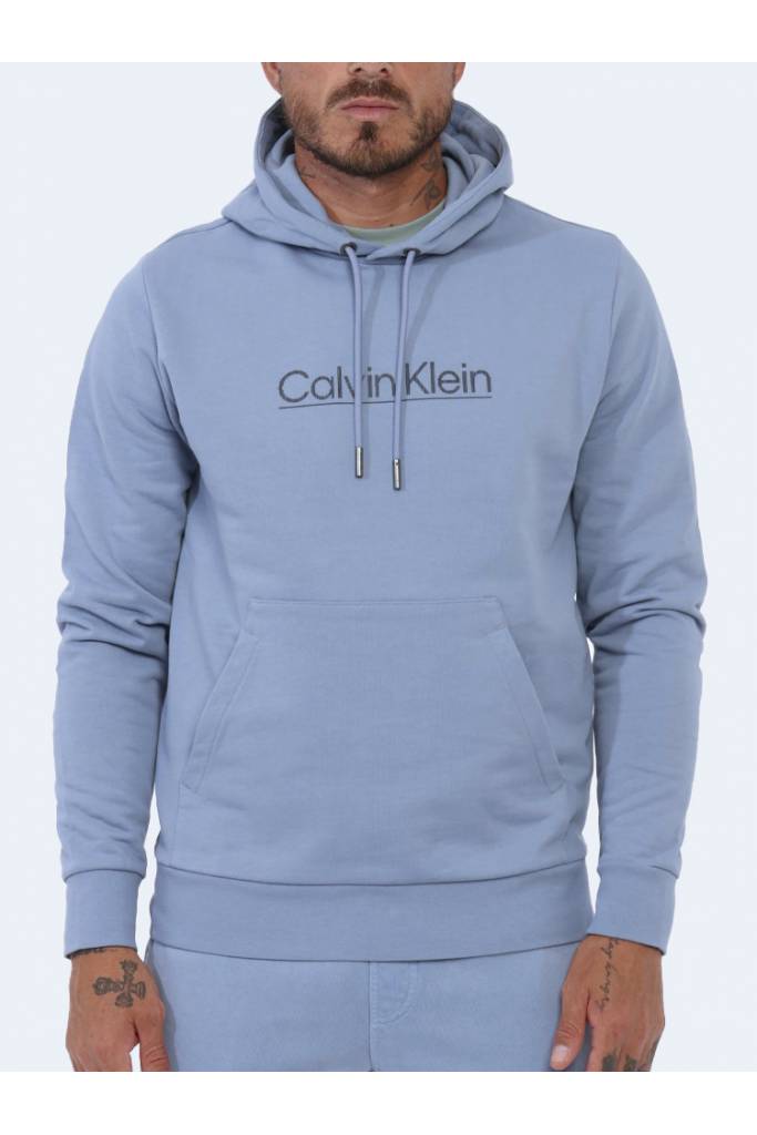 Przód męska bluza z kapturem raised line logo calvin klein 