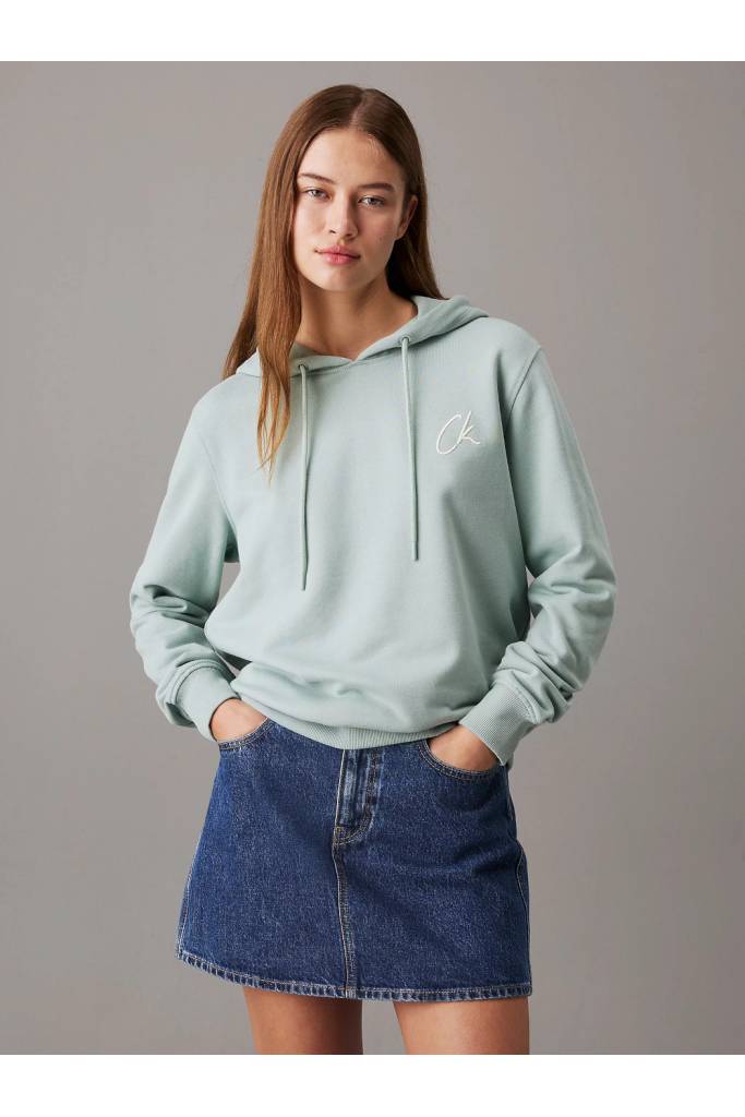 Przód damska bluza z kapturem embroidered ck regular hoodie calvin klein jeans J20J224179