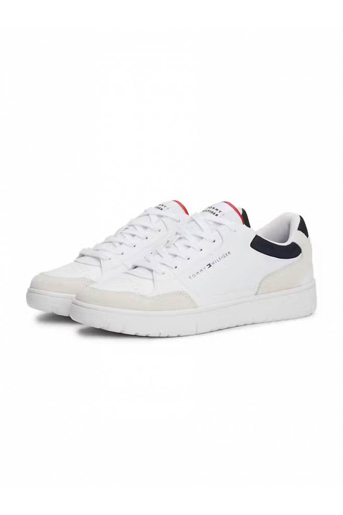 Przód męskie sneakersy skórzane basket core lth mix ess tommy hilfiger FM0FM05058