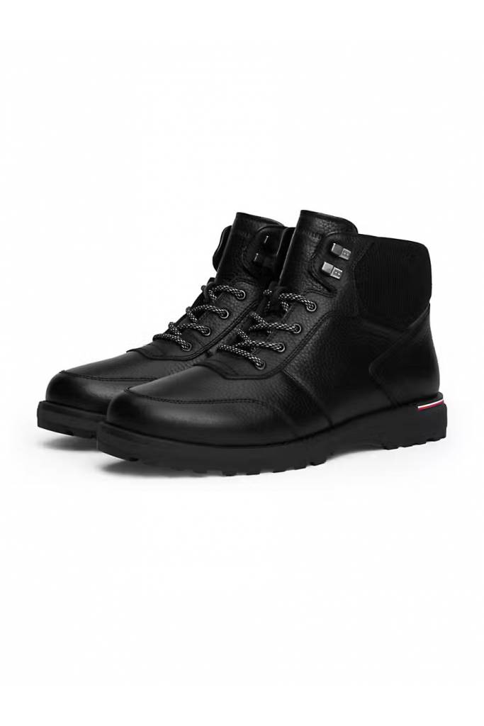 Przód męskie skórzane wysokie sneakersy corporate warm outdoor lth boot tommy hilfiger FM0FM05148