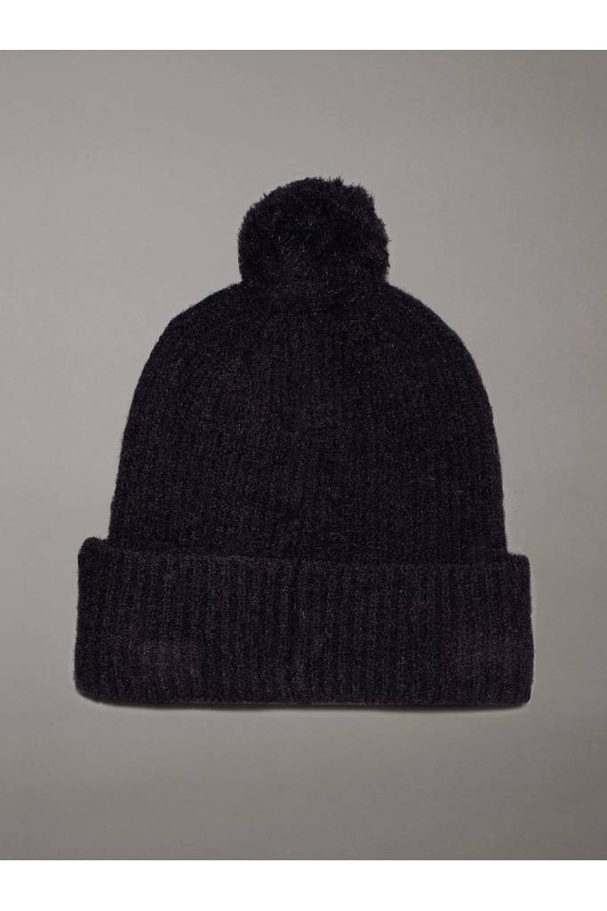 Tył damska czapka zimowa embroidery airy pompom beanie calvin klein K60K612586