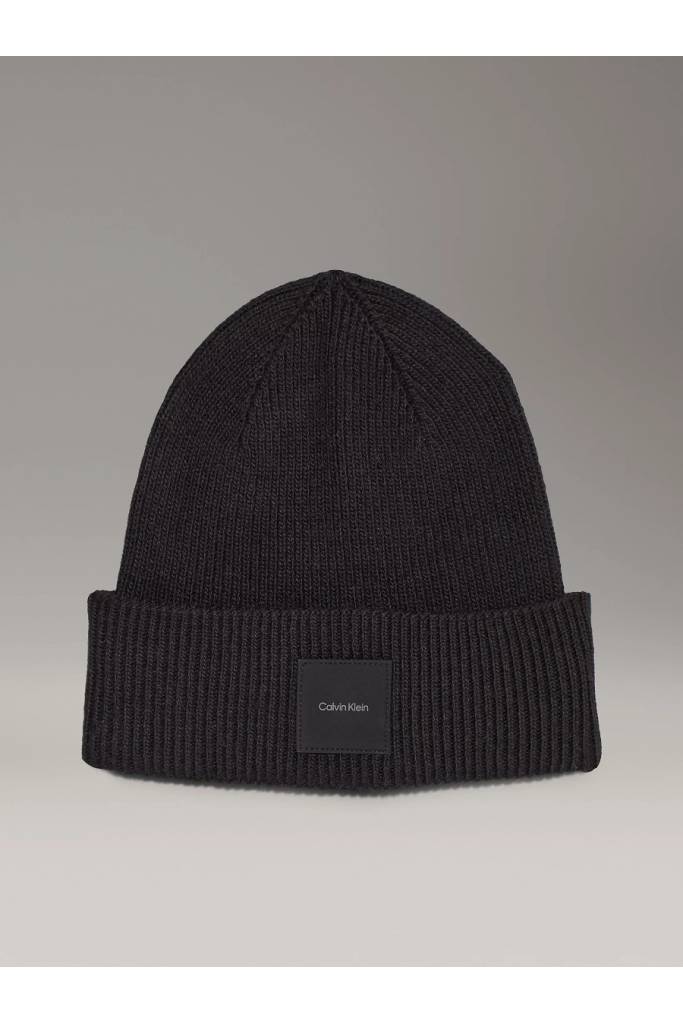 Męska czapka zimowa cotton/wool fine rib beanie calvin klein K50K512356